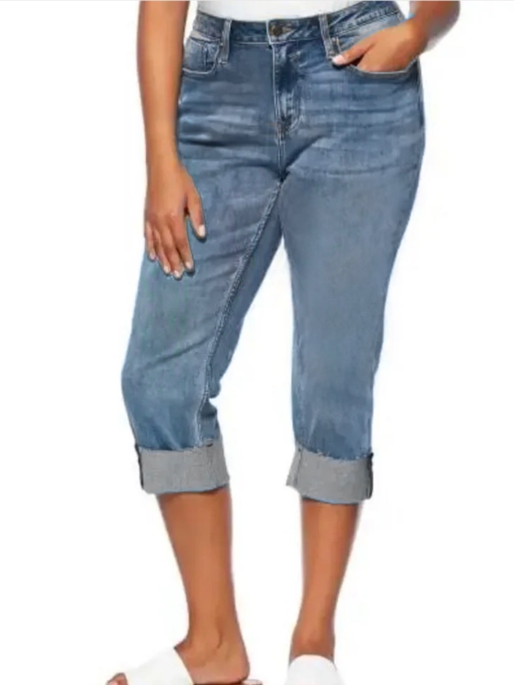 Vigoss - Marley Raw Hem Rolled Cuffed Cropped Ankle Washed Blue Jean - 20